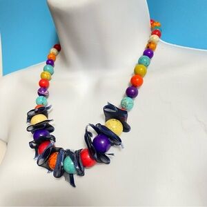 Colorful Ceramic Round Beads Boho Style Necklace